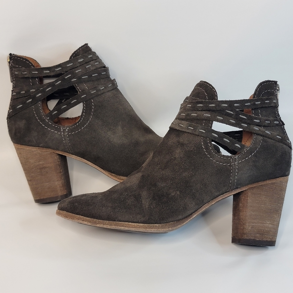 Frye Naomi Pickstitch Shootie Ankle Bootie, Grigio, Leather, EUC, sz 7 (fits7.5)